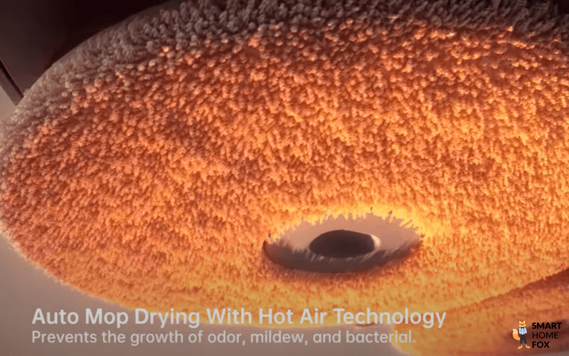 Die Trocknung des Dreame L10s Pro Ultra Heat Mopps mit warmer Luft ist zu sehen.